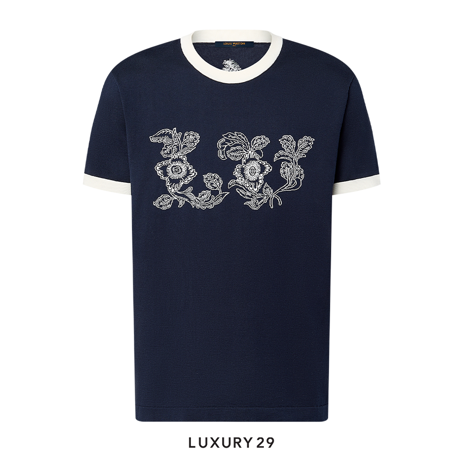 Louis Vuitton LV Graphic Intarsia Short-Sleeved Cotton Crewneck