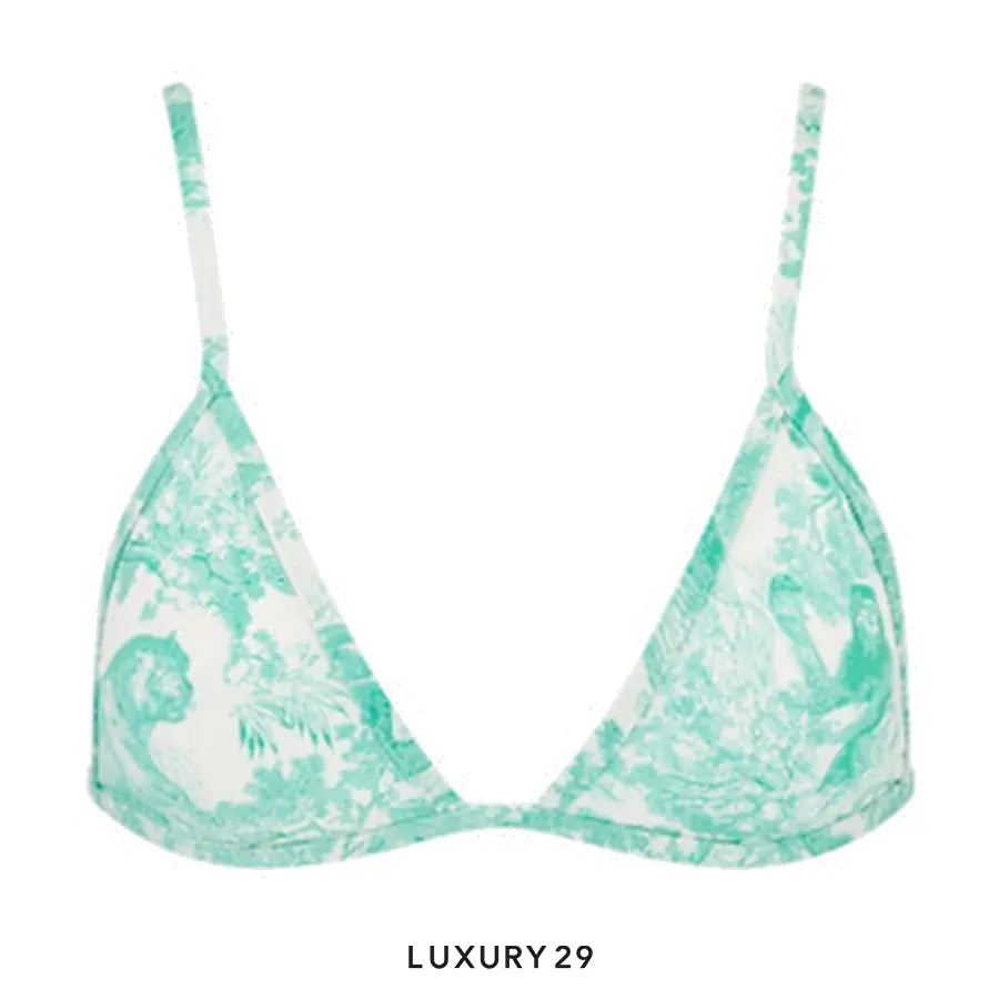 Dior Dioriviera Bikini Top White and Aquamarina Technical Fabric with Toile de Jouy Sauvage Motif