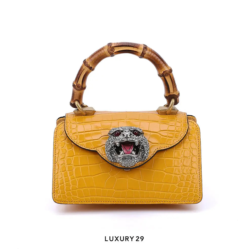 Gucci bag yellow croc panther diamond head