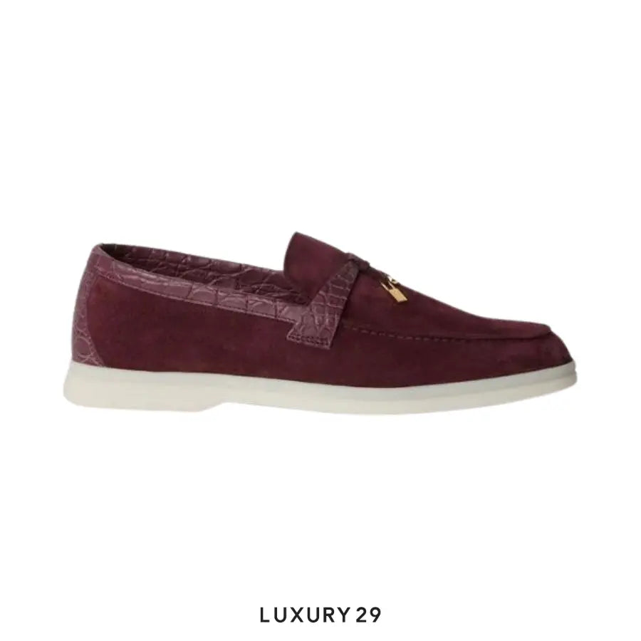 Loro Piana Summer Charms Walk Loafers Suede Wild Plum