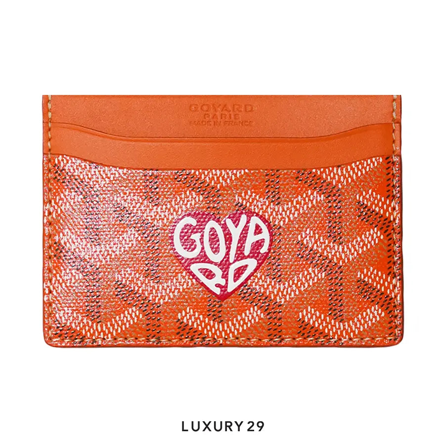 Goyard Saint-Sulpice Card Wallet Orange Hand-Painted Heart Red
