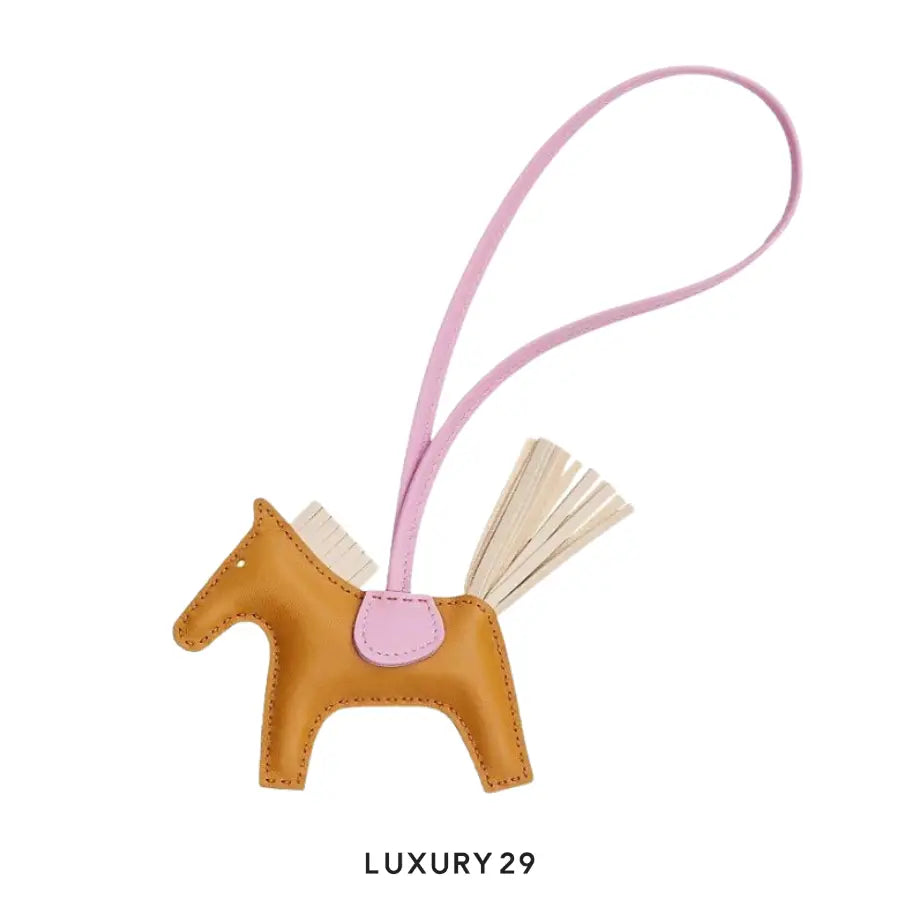 Hermes Rodeo PM charm Sesame / Craie / Mauve Sylvestre