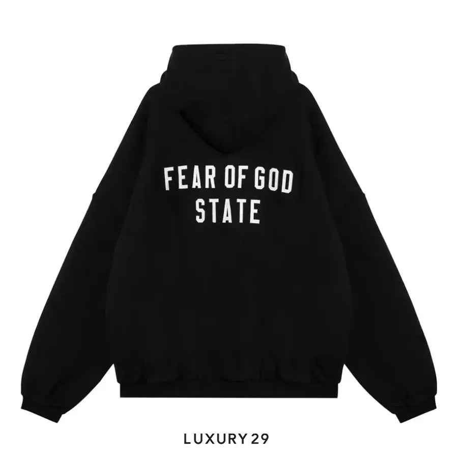 Essentials Fear Of God Heavy Fleece zip Hoodie Black (FW24)