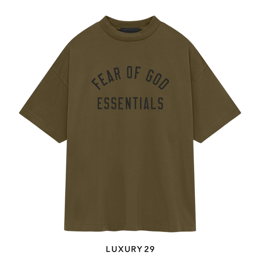 Fear of God Essentials Jersey Crewneck Tee Olive ESSENTIALS