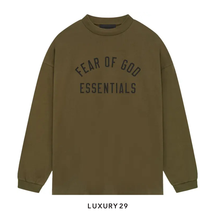 Fear of God Essentials Jersey Long Sleeve Tee
 Olive ESSENTIALS