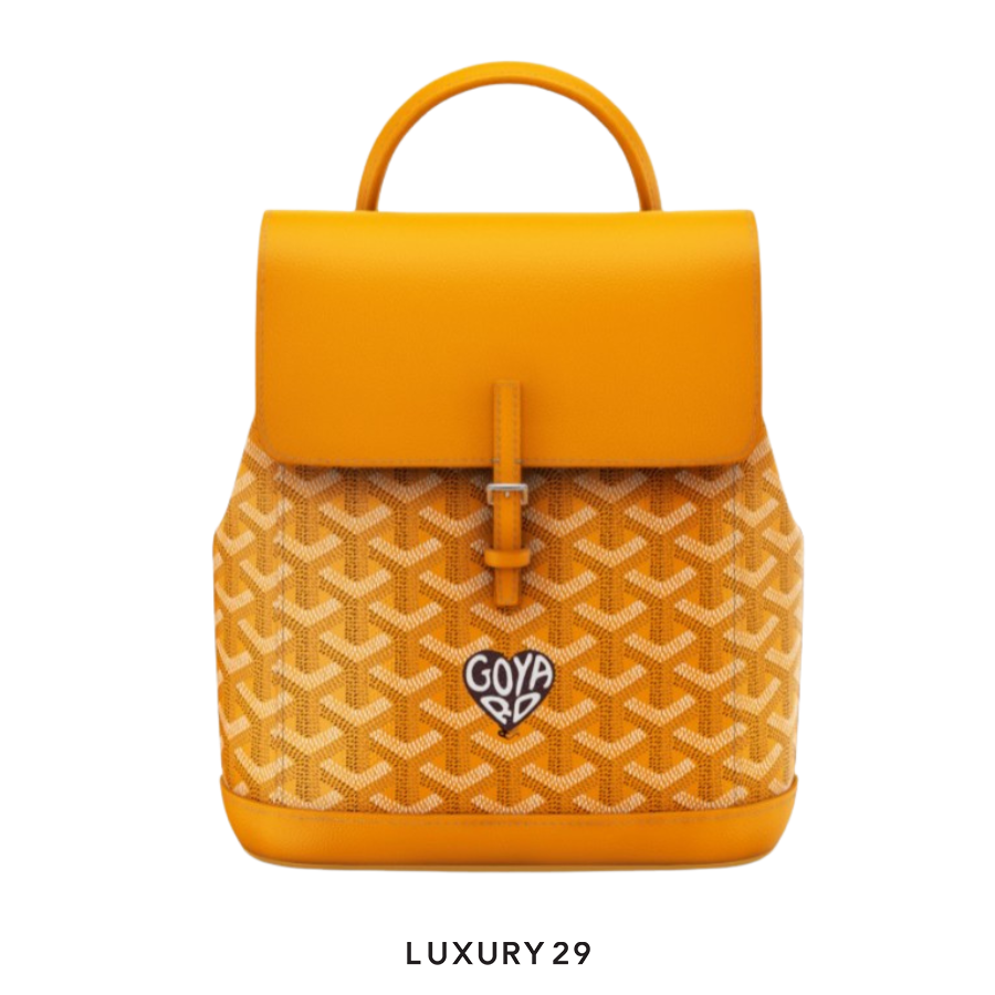 Goyard Alpin Mini Backpack Yellow Hand-Painted Heart Purple GOYARD