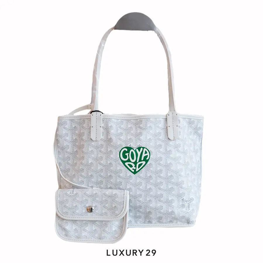 Goyard Anjou Mini Bag White Hand-Painted Heart Green