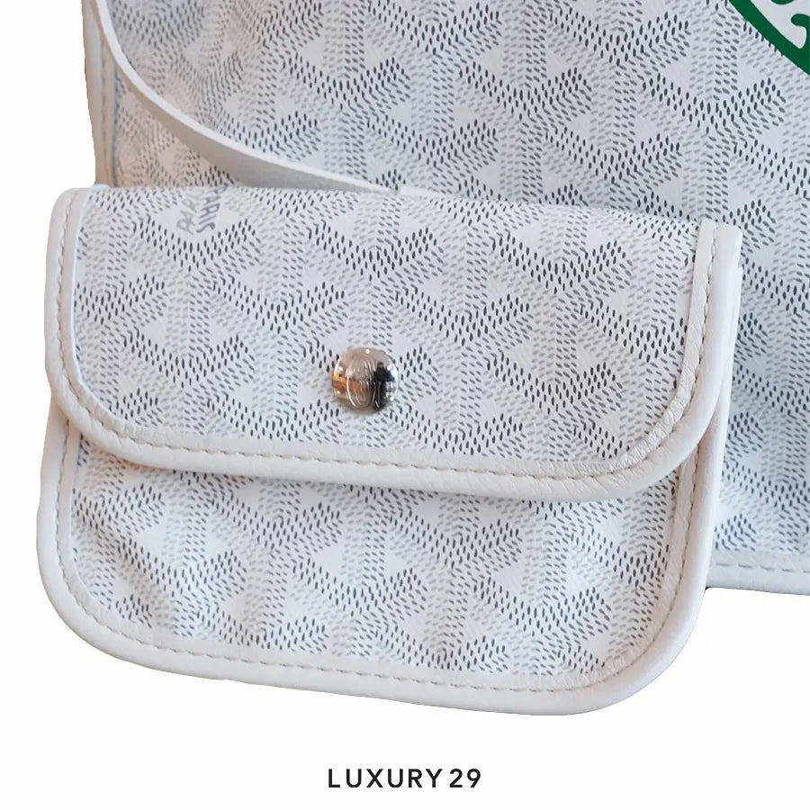 Goyard Anjou Mini Bag White Hand-Painted Heart Green GOYARD