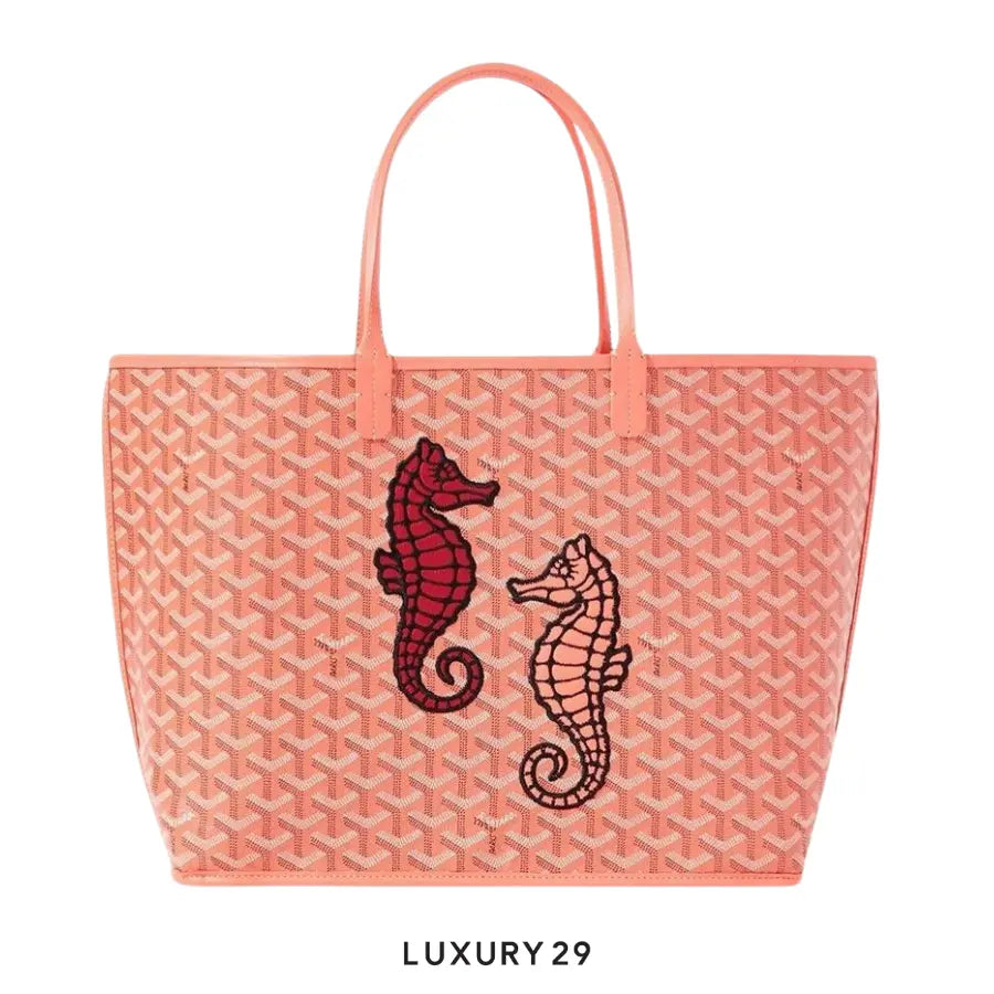 Goyard Anjou PM Seahorse Embroidery Coral