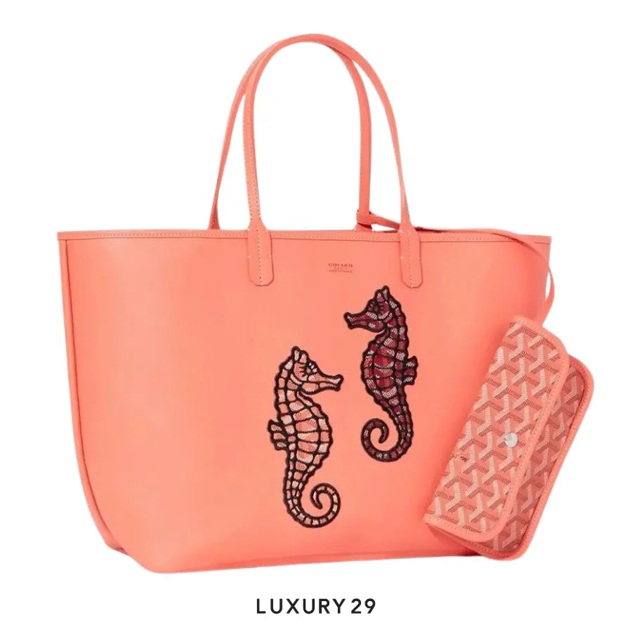 Goyard Anjou PM Seahorse Embroidery Coral GOYARD