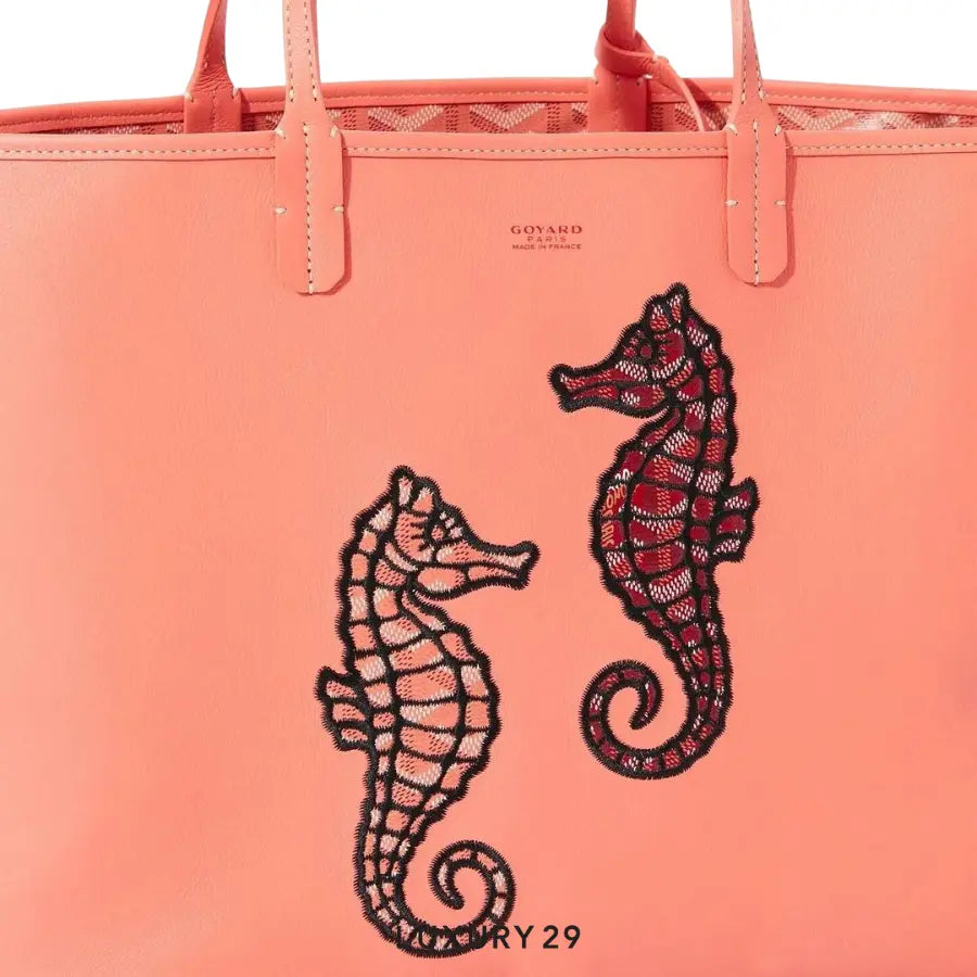 Goyard Anjou PM Seahorse Embroidery Coral GOYARD