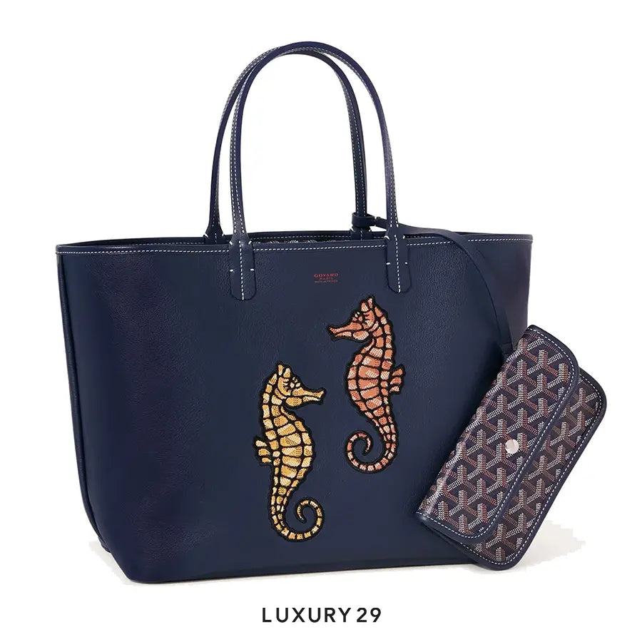 Goyard Anjou PM Seahorse Embroidery Navy Blue GOYARD
