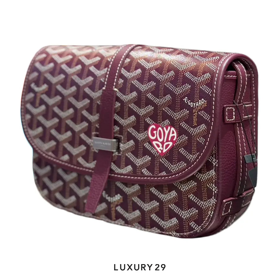 Goyard Belvedere PM Bag Burgundy Hand-Painted Heart Pink GOYARD