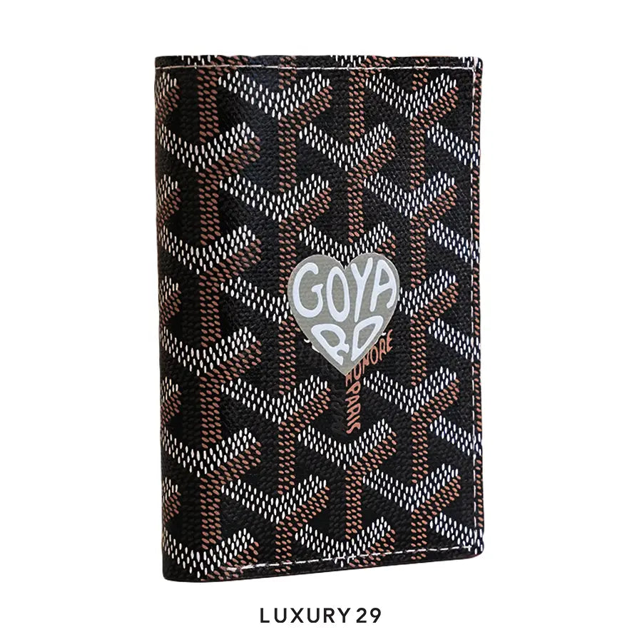 Goyard Saint-Pierre Card Wallet Black & Tan Hand-Painted Heart Brown