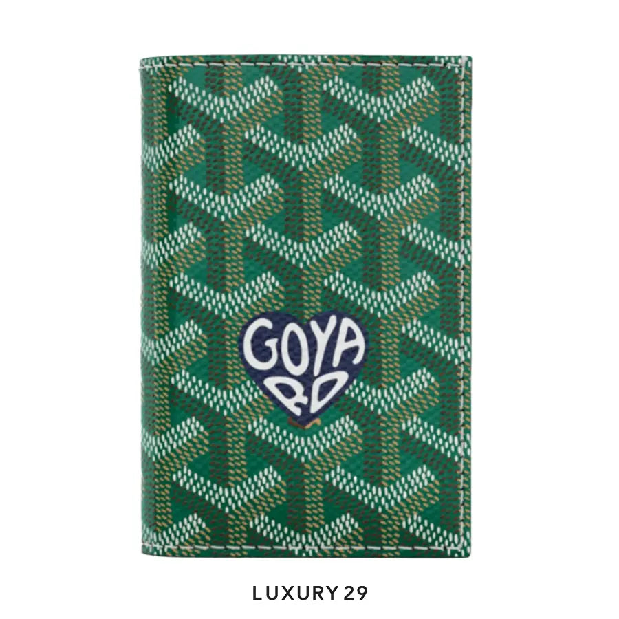 Goyard Saint-Pierre Card Wallet Green Hand-Painted Heart Navy Blue