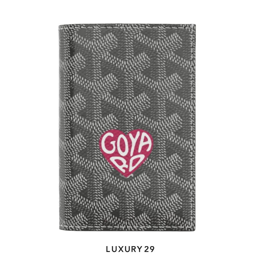 Goyard Saint-Pierre Card Wallet Grey Hand-Painted Heart Pink