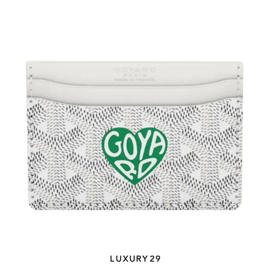 Goyard Saint-Sulpice Card Wallet White Hand-Painted Heart Green