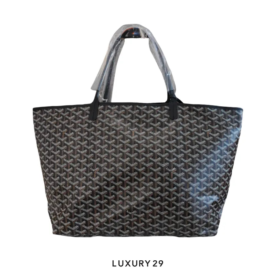 Goyard Saint Louis GM Bag Black Hand-Painted Stripes 3 Orange White Orange GOYARD