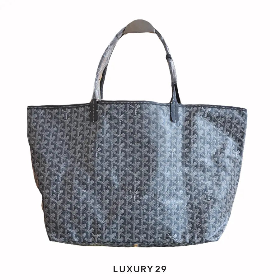 Goyard Saint Louis GM Bag Grey Hand-Painted Stripes 2 White Pink GOYARD