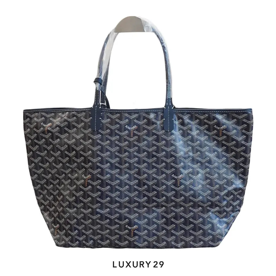 Goyard Saint Louis PM Bag Navy Blue Hand-Painted Heart Purple GOYARD
