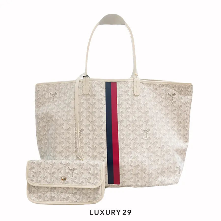 Goyard Saint Louis PM Bag White Stripes 2 Navy Pink