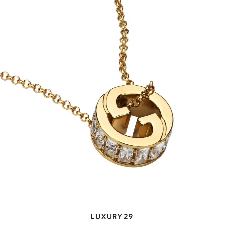 Gucci Blondie crystal pendant necklace Brass with light gold-toned finish