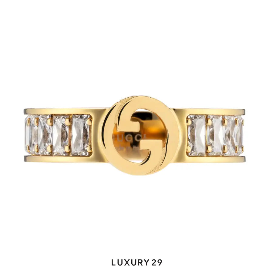 Gucci Blondie wide crystal ring gold GUCCI Luxury29