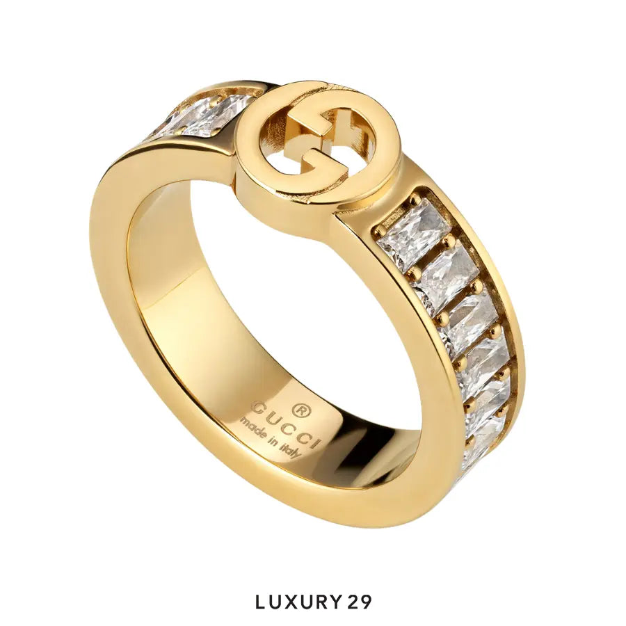 Gucci Blondie wide crystal ring gold GUCCI Luxury29