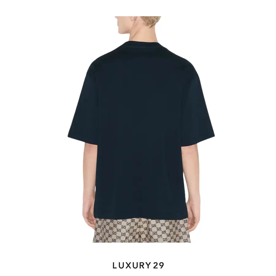 Gucci Cotton jersey T-shirt with Gucci Interlocking G print Navy/Green/Red GUCCI Luxury29