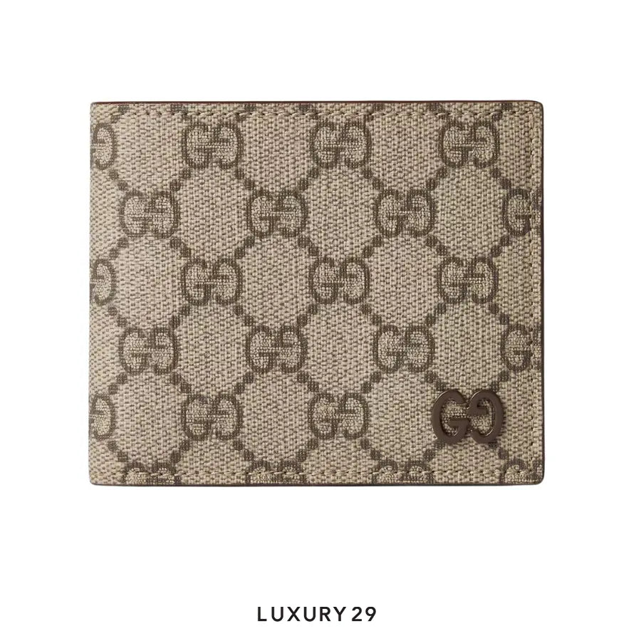 Gucci GG Brown interior GG bi-fold wallet beige and ebony Supreme GUCCI Luxury29