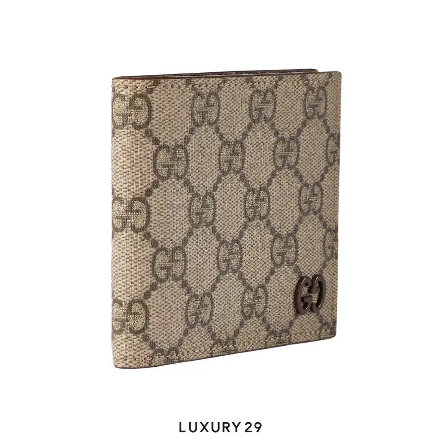 Gucci GG Brown interior GG bi-fold wallet beige and ebony Supreme GUCCI Luxury29