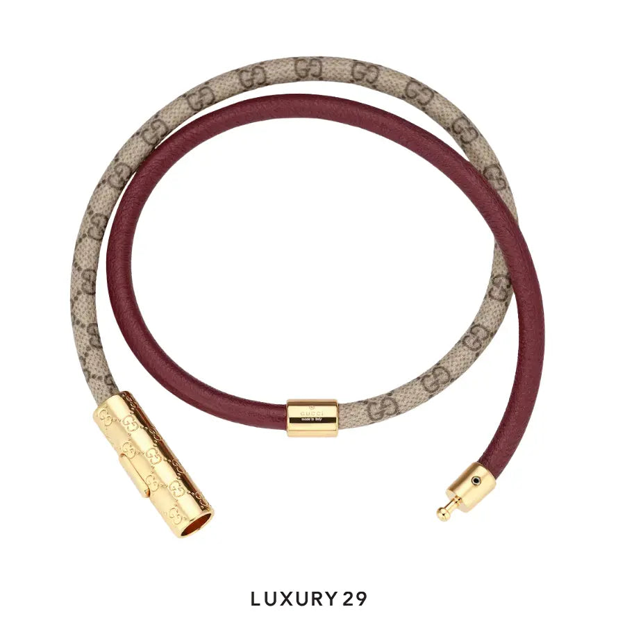 Gucci GG Double bracelet with GG detail brown leather