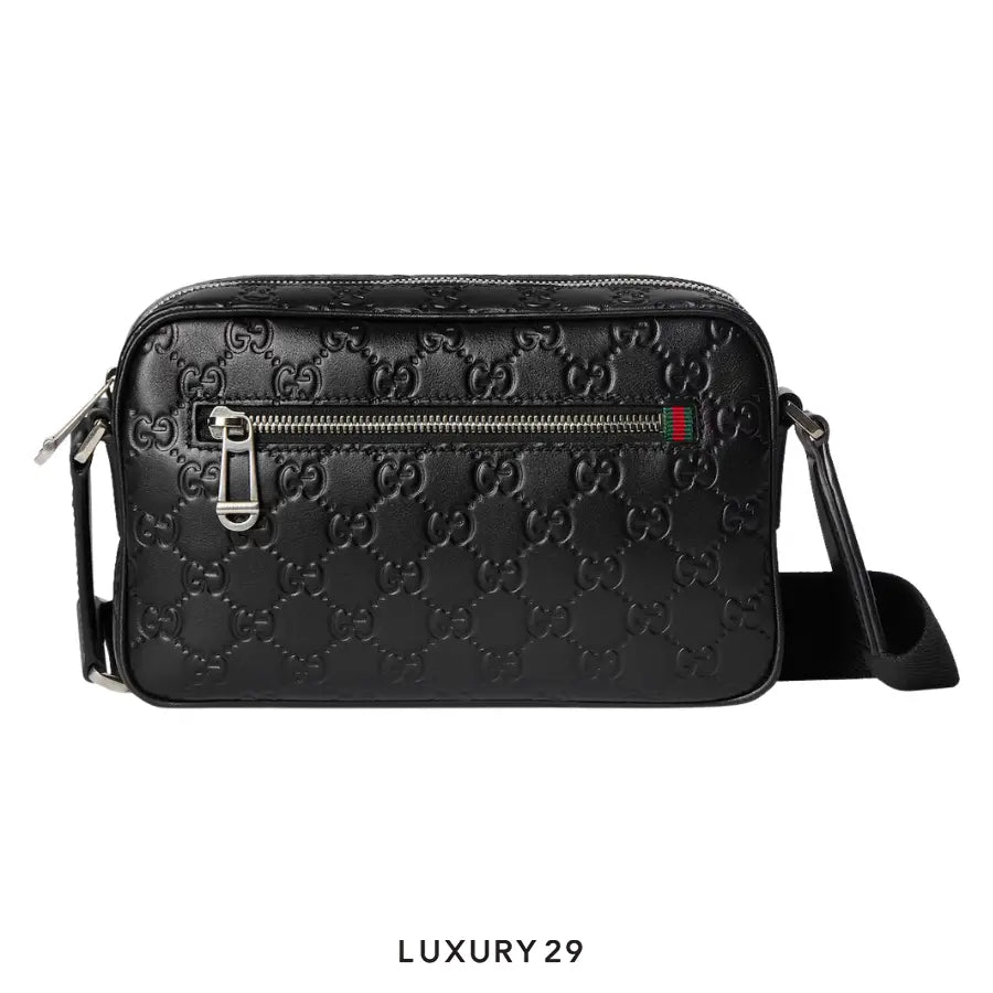 Gucci GG Emblem small crossbody bag Black embossed GG smooth leather