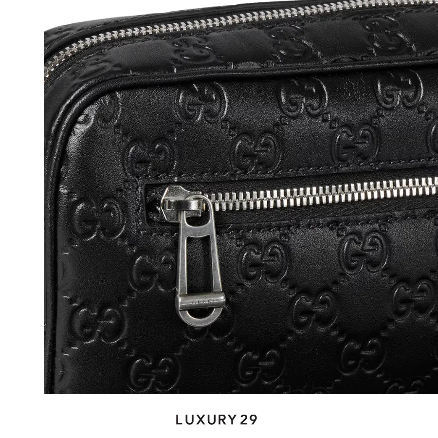 Gucci GG Emblem small crossbody bag Black embossed GG smooth leather