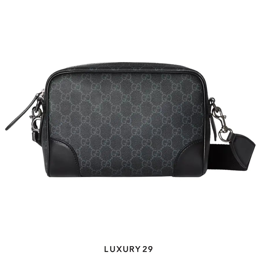 Gucci GG Emblem small crossbody bag Black new GG Monogram coated fabric