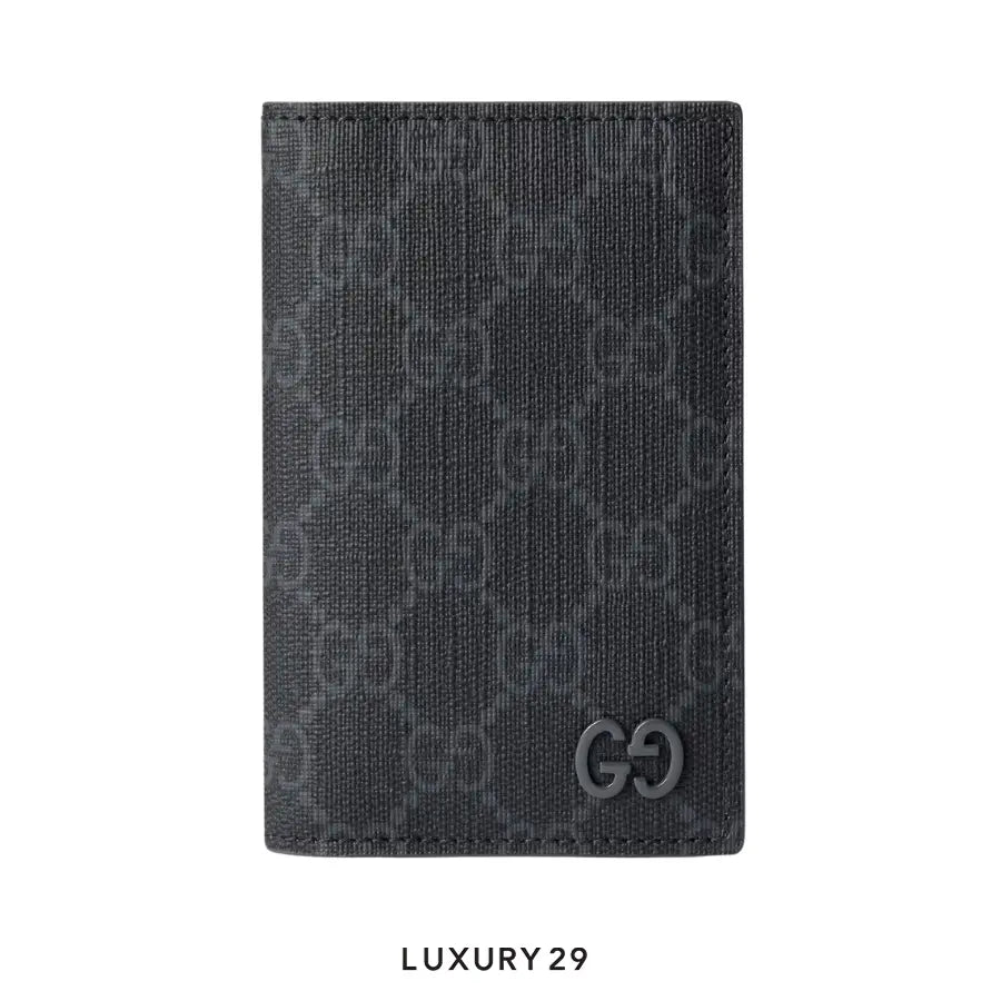 Gucci GG Grey interior GG long card case black GG Supreme canvas