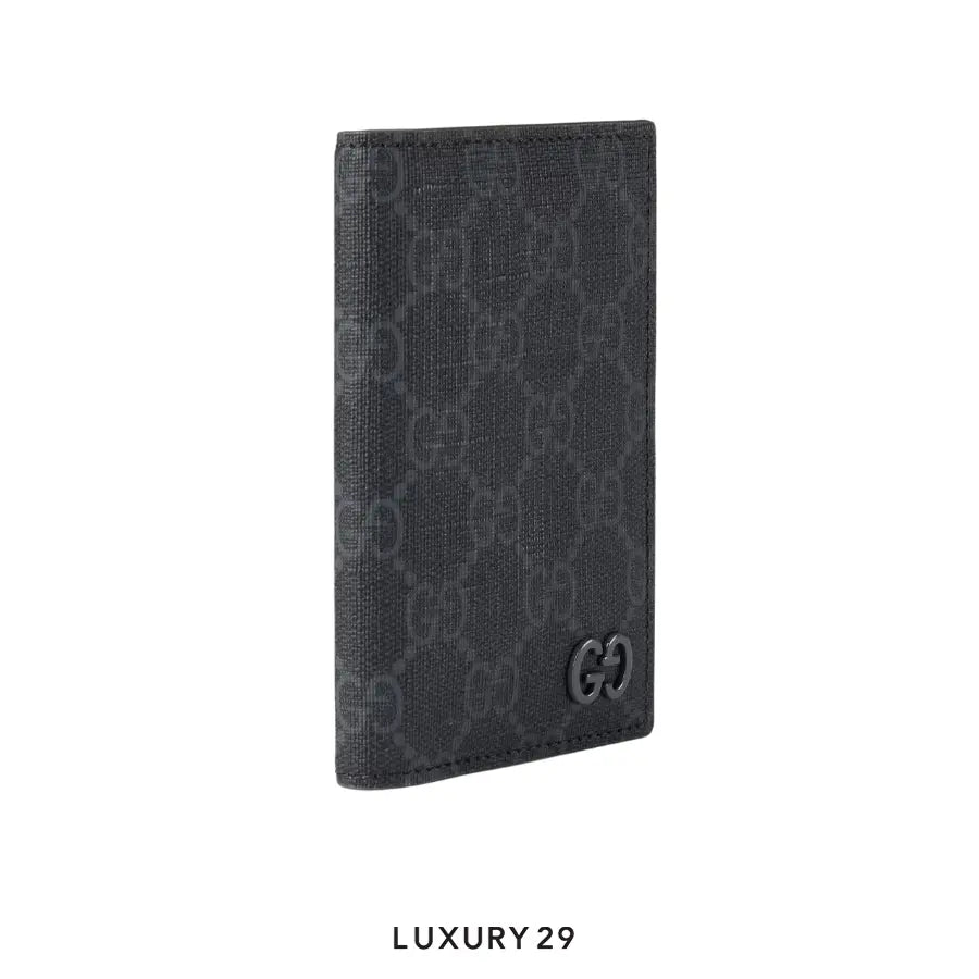 Gucci GG Grey interior GG long card case black GG Supreme canvas