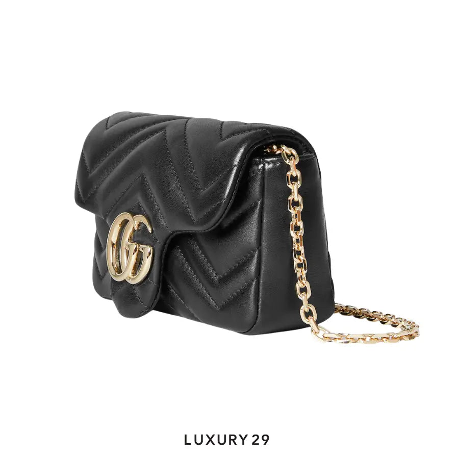 Gucci GG Marmont mini shoulder bag Black matelasse chevron lambskin leather GUCCI Luxury29