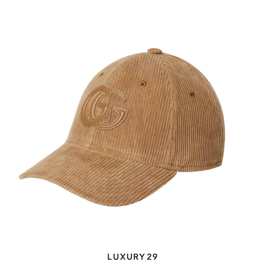 Gucci GG Velvet baseball hat with embroidery Brown