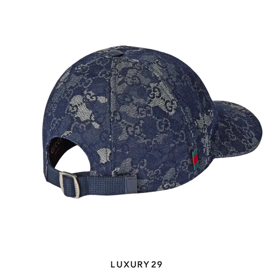 Gucci GG denim baseball hat with Web Blue