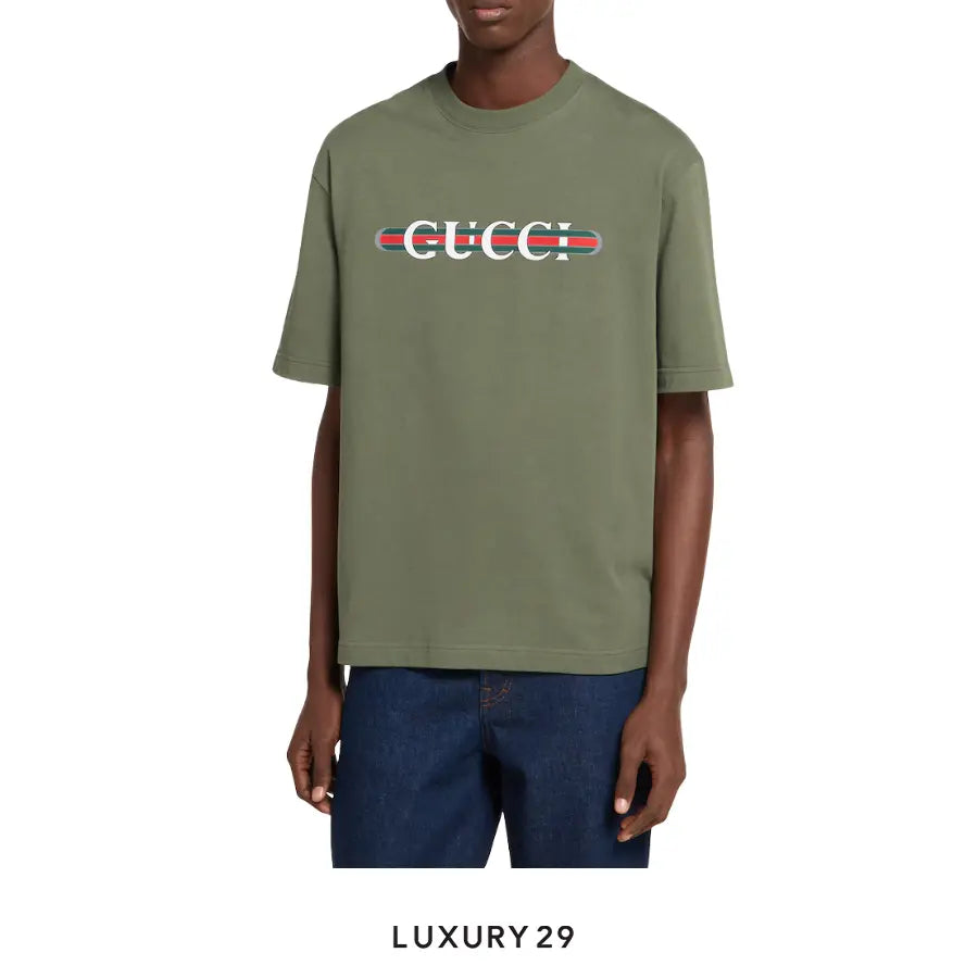 Gucci Heavy cotton jersey T-shirt with print forest green GUCCI Luxury29