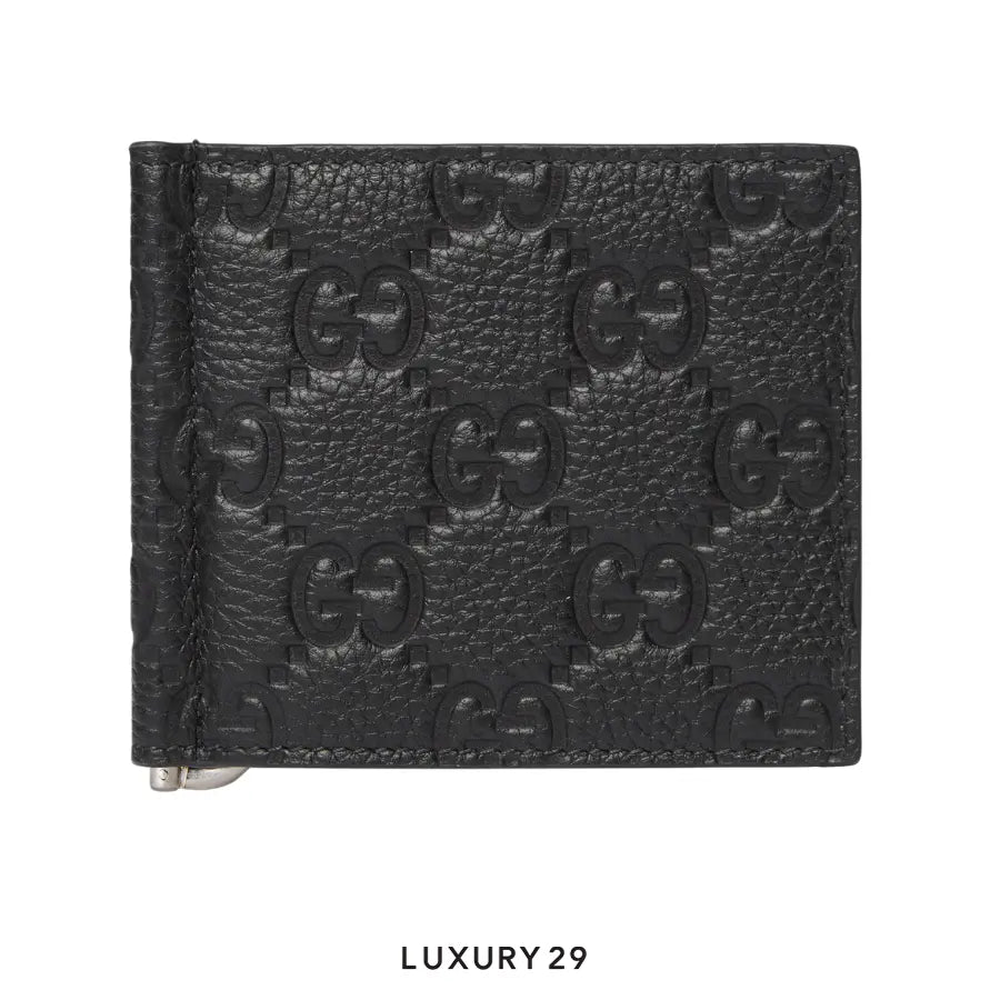 Gucci Imprint wallet with money clip Black