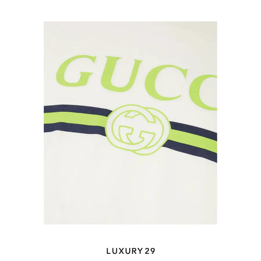 Gucci Logo-Print Cotton-Jersey T-Shirt White/Neon GUCCI Luxury29
