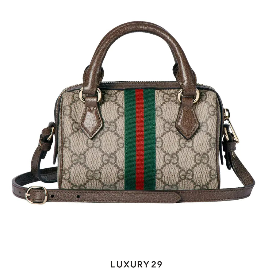 Gucci Ophidia mini boston bag Beige and dark brown GG Monogram coated fabric GUCCI Luxury29