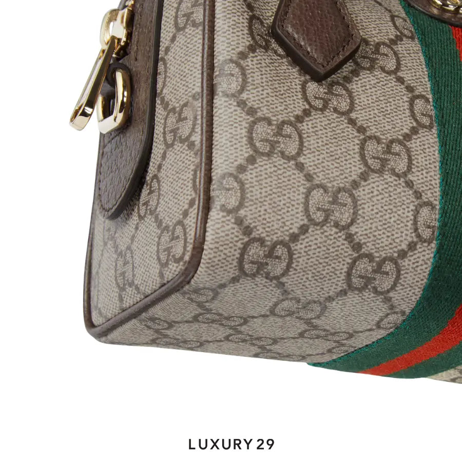Gucci Ophidia mini boston bag Beige and dark brown GG Monogram coated fabric GUCCI Luxury29