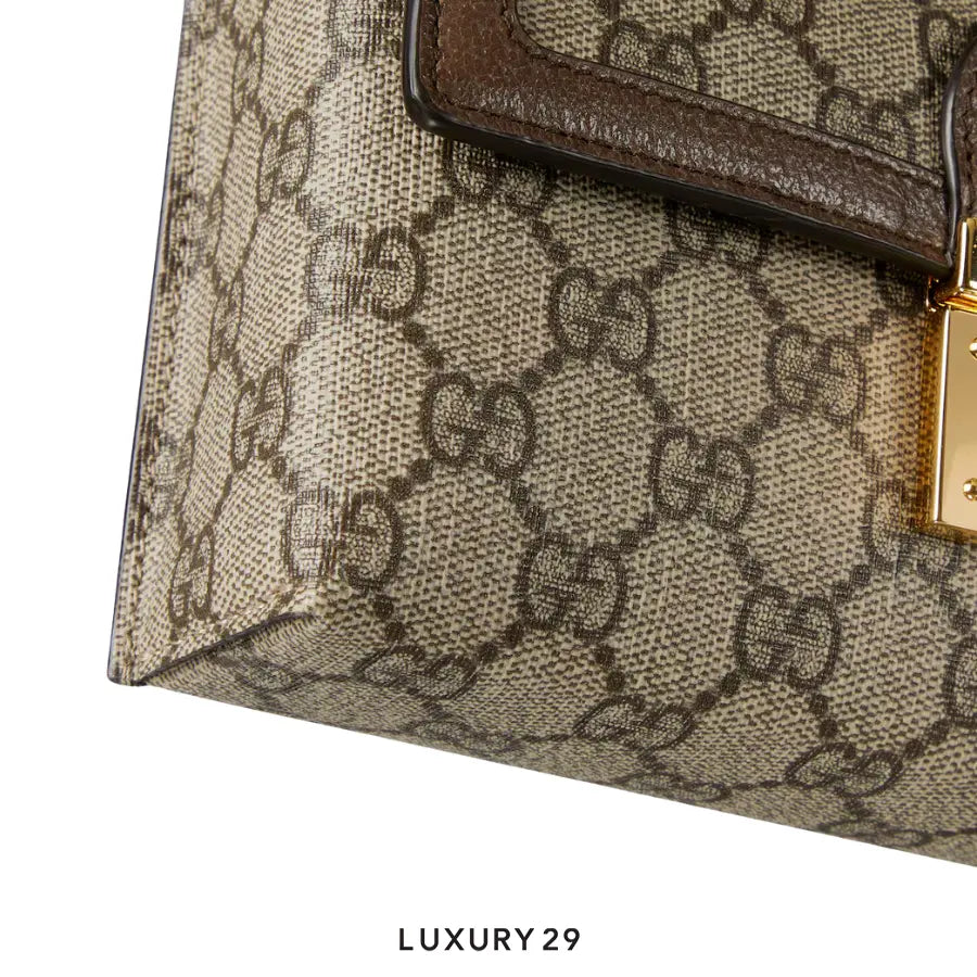 Gucci Ophidia mini top handle bag Beige and ebony GG Supreme canvas Brown GUCCI Luxury29