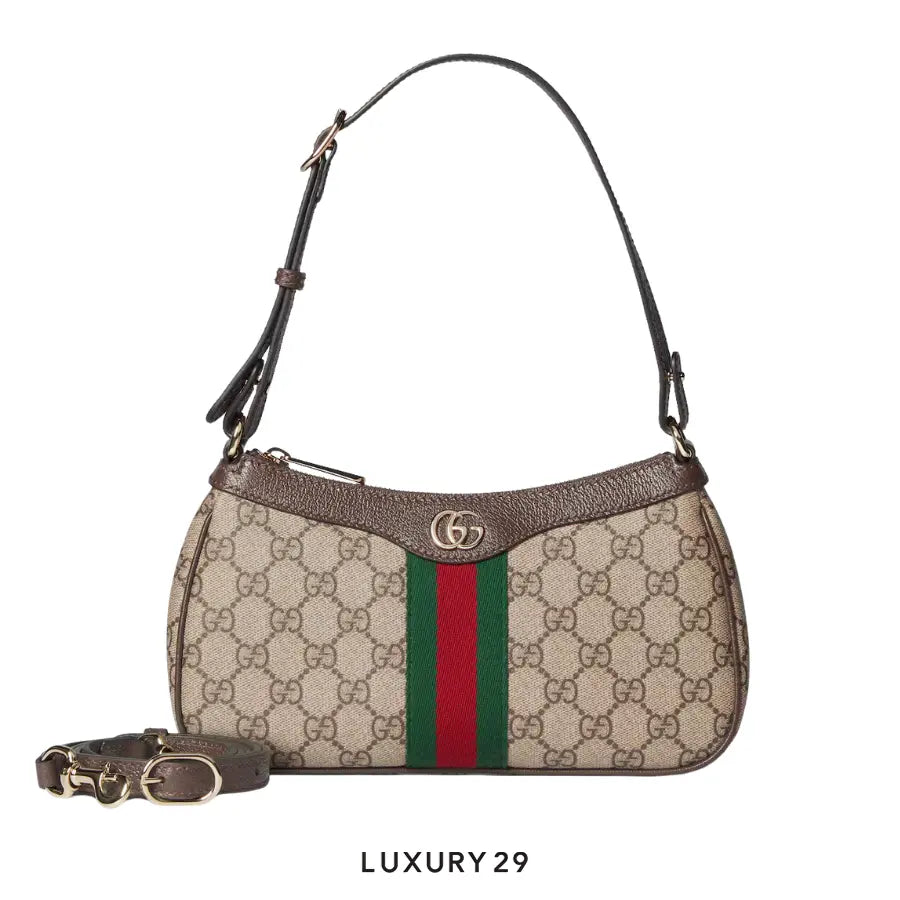 Gucci Ophidia small shoulder bag Beige and dark Brown GG Monogram coated fabric