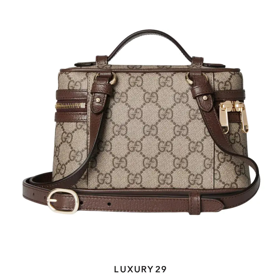 Gucci Ophidia small vanity bag Beige and dark brown GG Monogram coated fabric Brown GUCCI Luxury29
