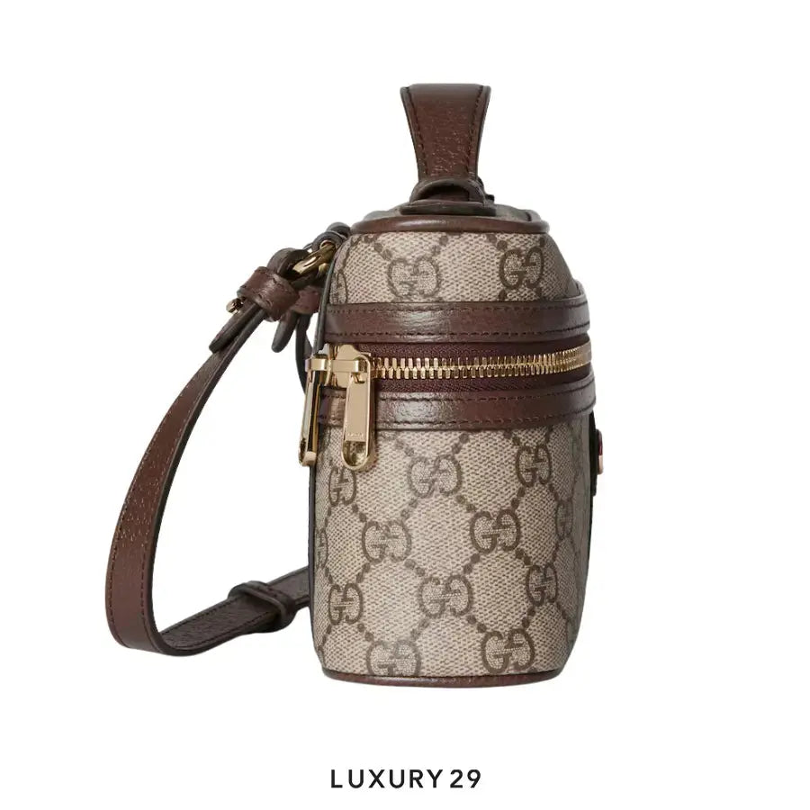 Gucci Ophidia small vanity bag Beige and dark brown GG Monogram coated fabric Brown GUCCI Luxury29