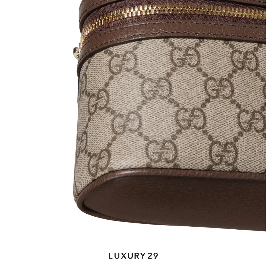 Gucci Ophidia small vanity bag Beige and dark brown GG Monogram coated fabric Brown GUCCI Luxury29